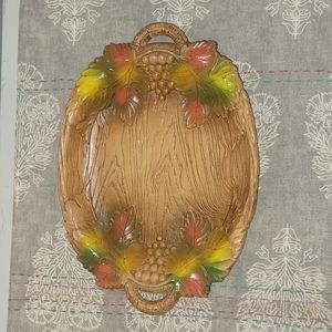 Vintage | 1950's Multi-Product Inc Resin Embossed Serving Tray | Grape Leaves